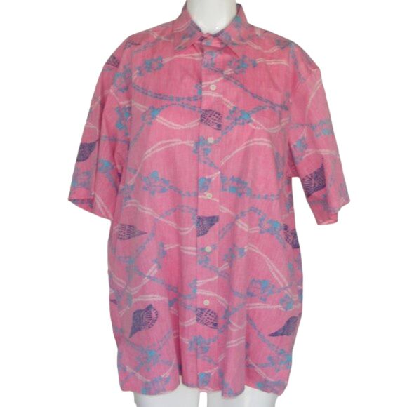 REYN SPOONER Hawaiian Shirt L Vintage, Pink, Button front, Short sleeves - Picture 6 of 9